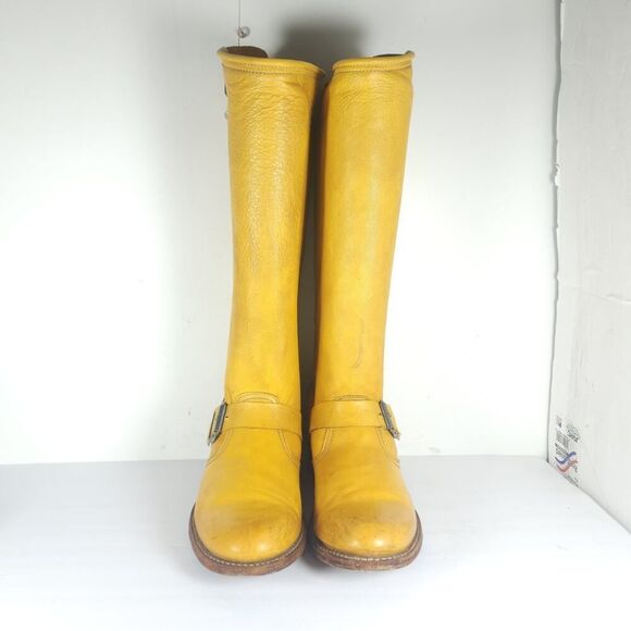 Frye Women's VTG Veronica Slouch US 8M Banana Yellow Leather Riding Boot Spain - Picture 3 of 16